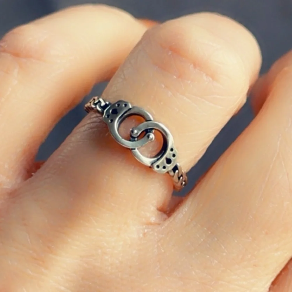 Sterling Silver Handcuff Ring | Edgy Stackable Band